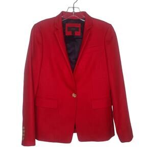J Crew red wool single button blazer suit jacket - 4P 4 petite - career corpcore